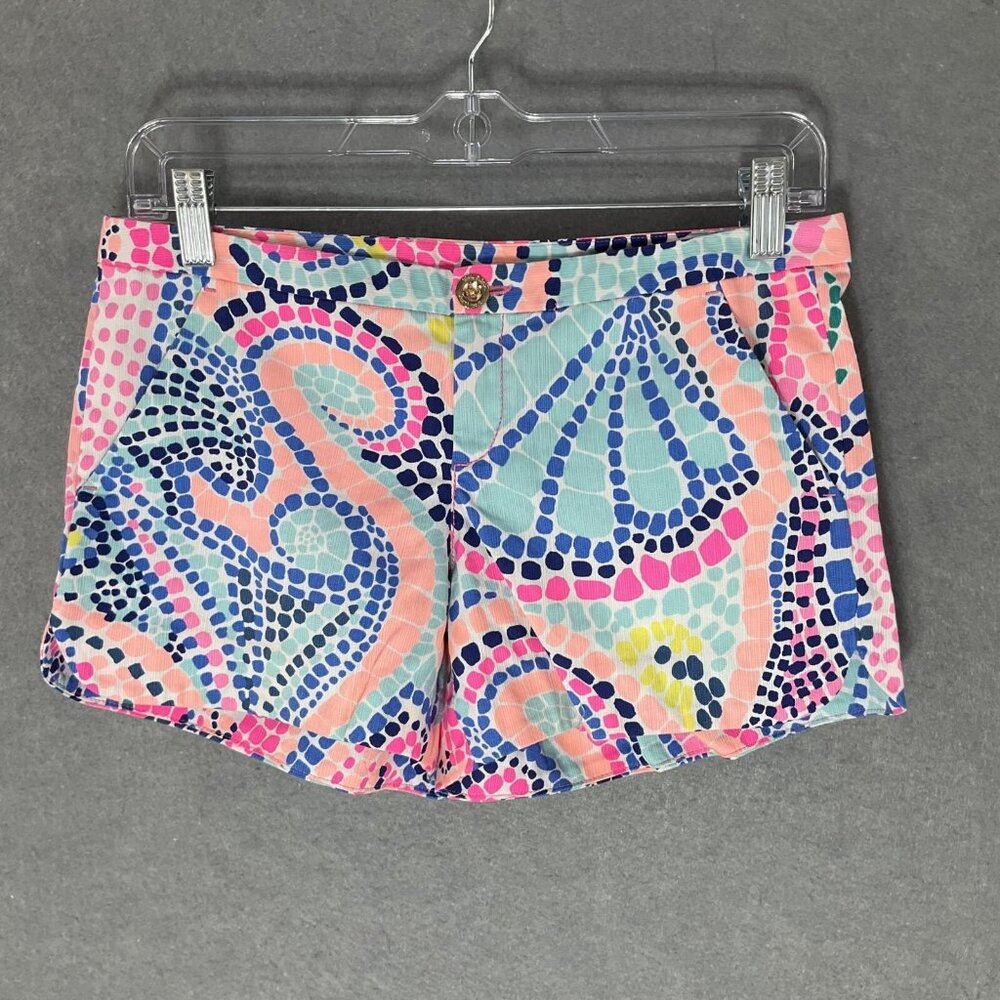 Lilly Pulitzer Shorts Women Sz 0 Multi-color Seashells Beach Vacation Resortwear